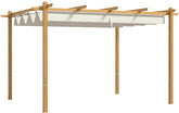 10' x 13' Retractable Pergola Canopy, Wood Grain Aluminum Pergola, Outdoor Sun Shade Shelter for Grill, Garden, Patio