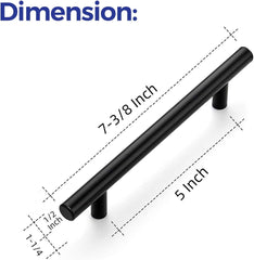 1 Pack 7.38'' Cabinet Pulls Matte Black Stainless Steel Kitchen Cupboard Handles Cabinet Handles 7.38'' Length, 5''