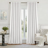 100% Blackout Faux Silk Curtains,Greyish White Noise Reduction Thermal Insulated Room Darkening Window Drapes, Luxury (2 Panels)