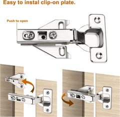 1 Pair(2 Pack) Kitchen Cabinet Hinges for Face Frame Cabinet, Concealed Cabinet Hinges Brushed Nickel with Mounting