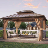 10' x 12' Hardtop Gazebo, Metal Gazebo with Aluminum Frame, Double Galvanized Steel Roof
