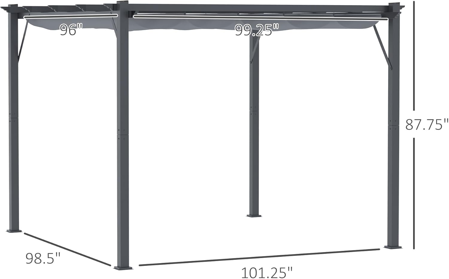 10' x 10' Aluminum Patio Pergola with Retractable Pergola Canopy, Backyard Shade Shelter for Porch, Outdoor Party