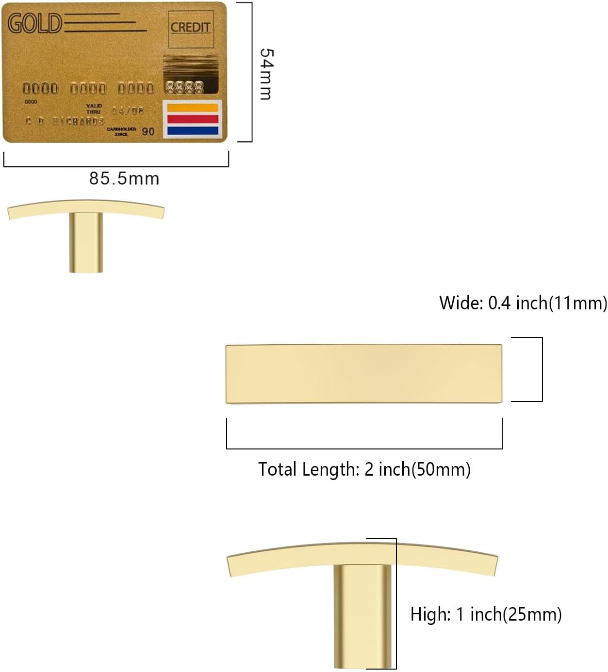 10 Pack Brushed Gold Cabinet Knobs Single Hole Cabinet Handles 2 Inch Solid Zinc Alloy Cupboard Drawer Knobs Kitchen