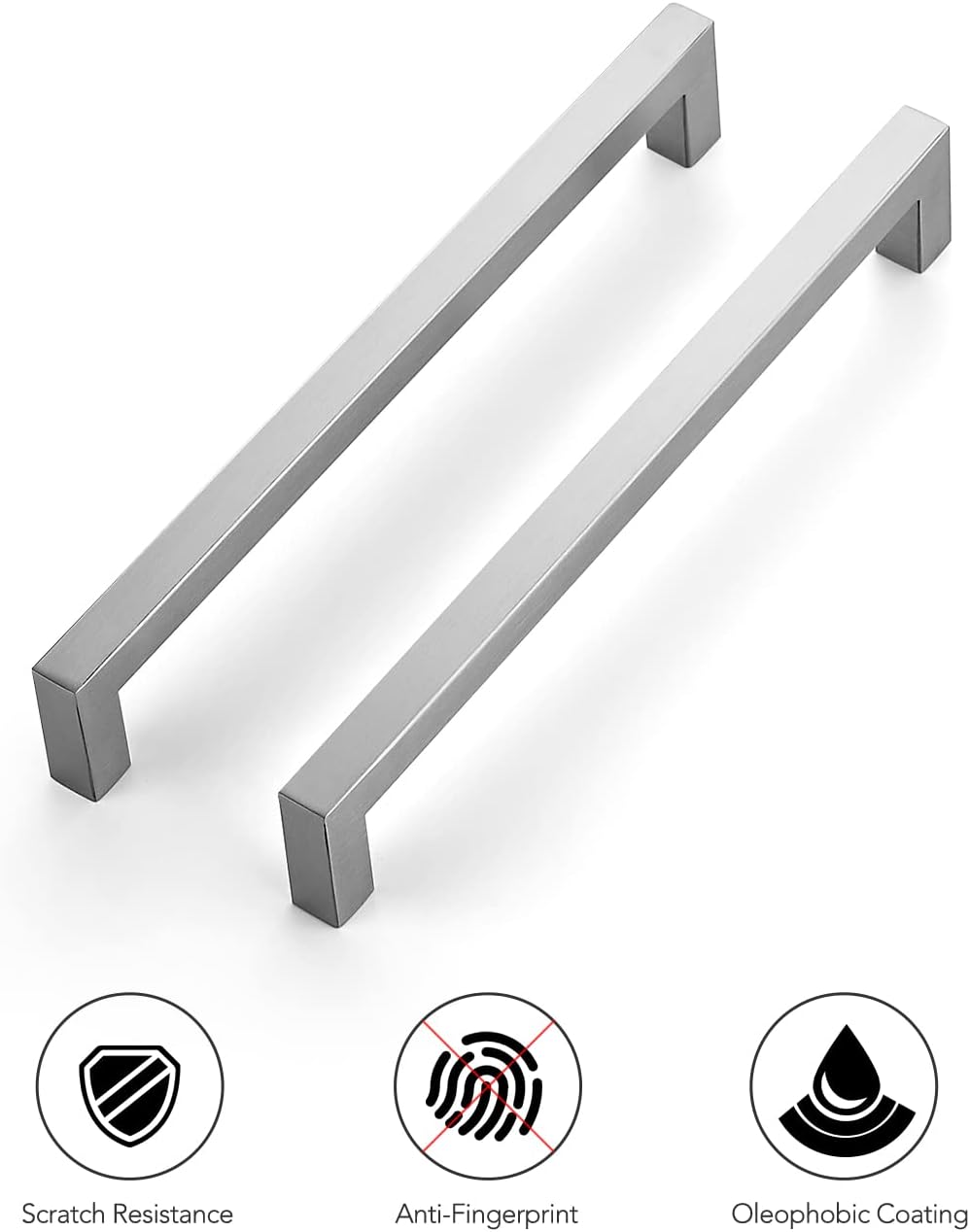 10 Pack 8 Inch Kitchen Square Cabinet Handles Satin Nickel Pulls Brushed Nickel Kitchen Cabinet Hardware Handles Drawer