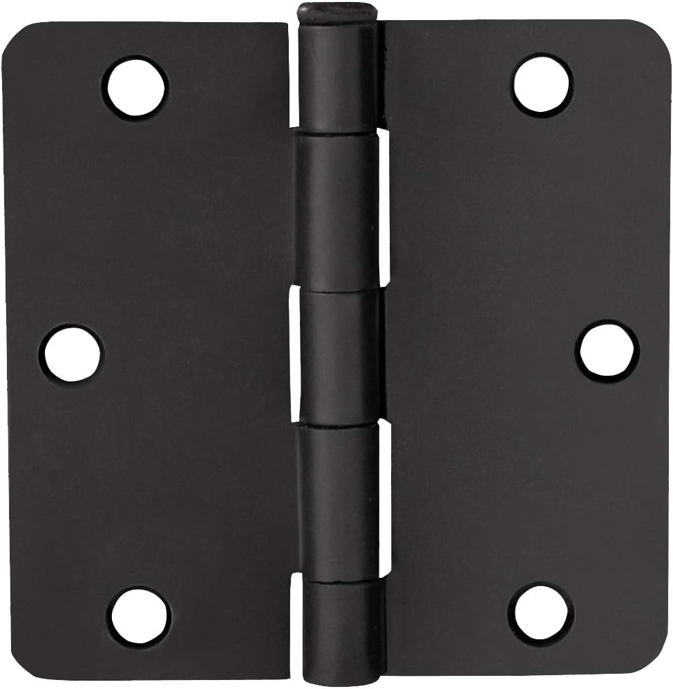 10-Pack 3.5-Inch x 3.5-Inch Interior Door Hinges with 1/4-Inch Radius, Matte Black, Heavy Duty Steel Construction