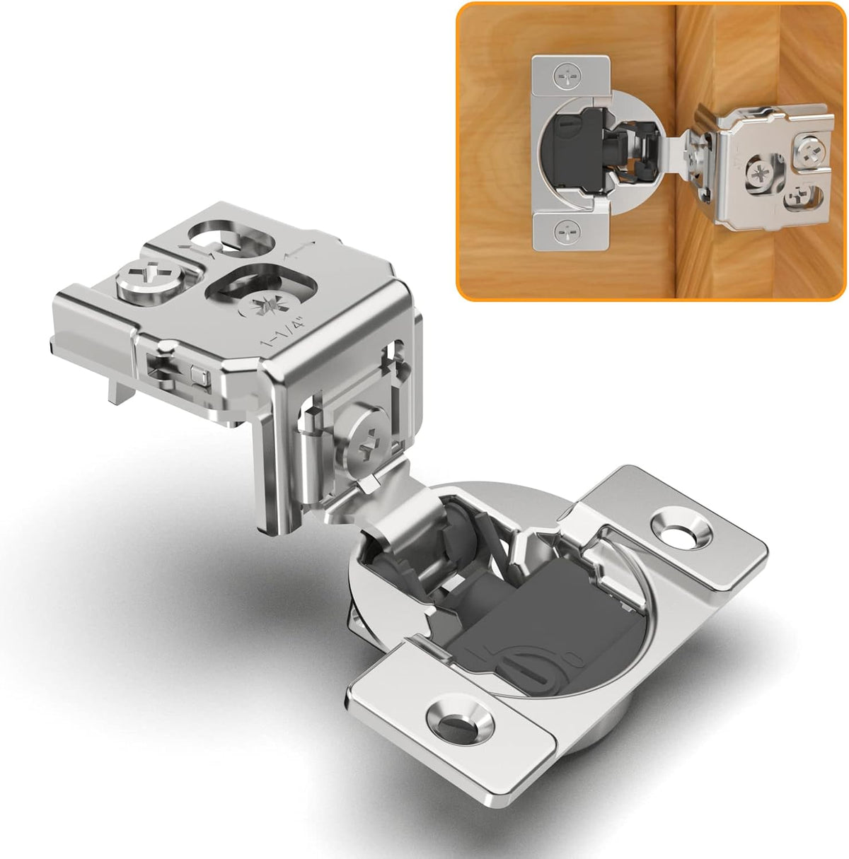 10 Pack 1-1/4" 4D Overlay Soft Close Concealed Hinges for Face Frame Door, Control Closing Speed, Smooth Slow Self
