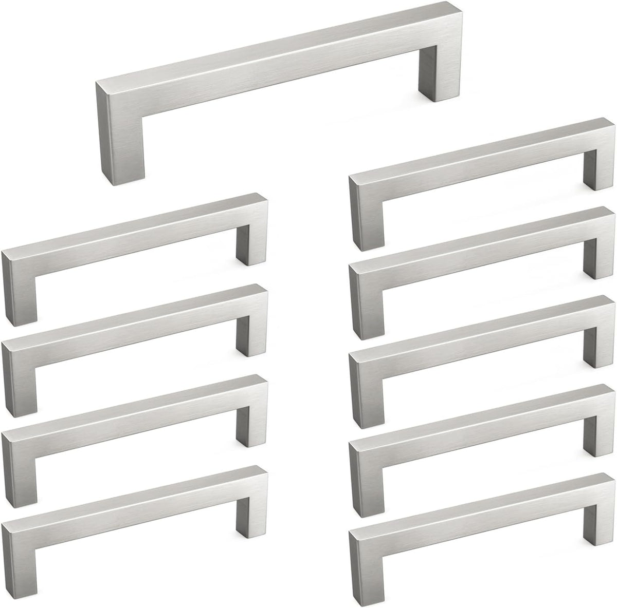 10 Pack 5 Inch Brushed Nickel Cabinet Pulls Cabinet Handles Square Door Handles Modern Dresser Drawer Stainless Steel