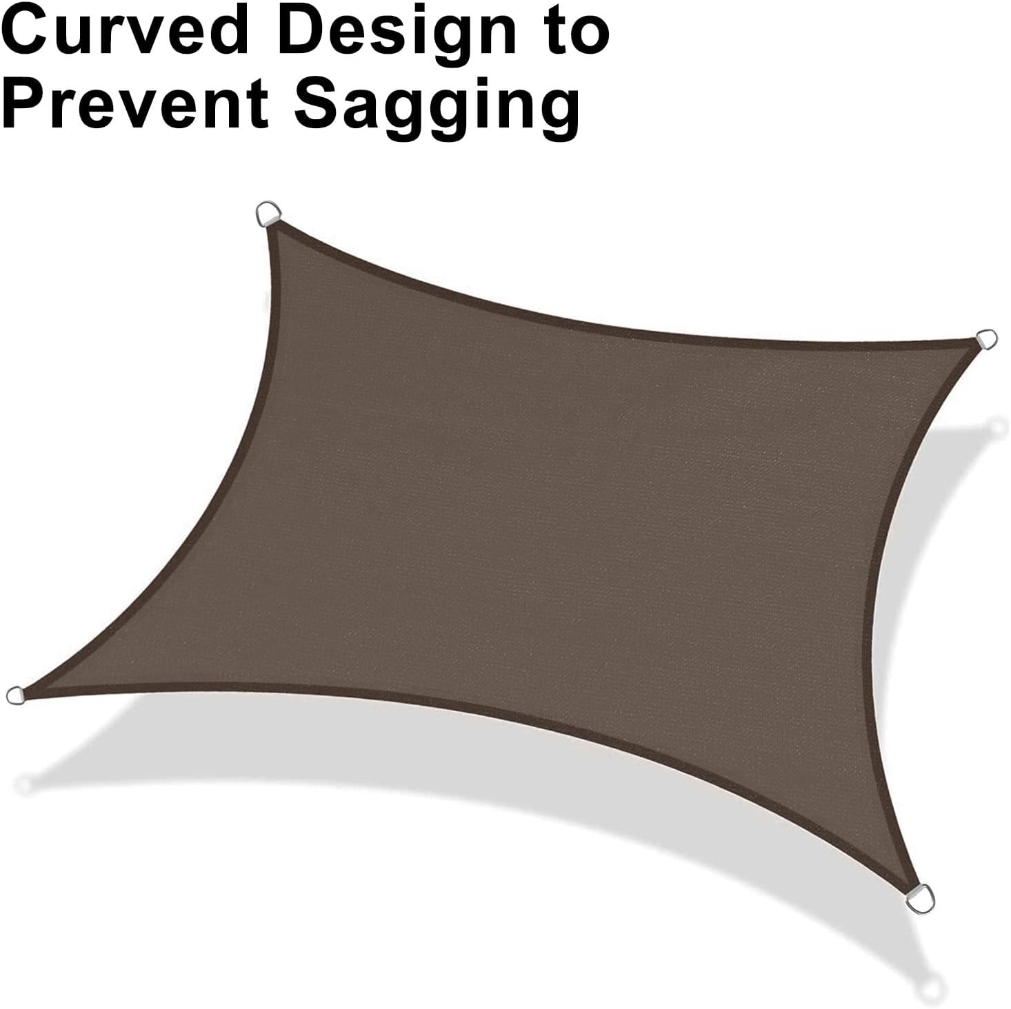 10' x 13' Rectangle Sun Shade Sail for Outdoor Patio, Brown | HDPE Fabric, 95% UV Block, Breathable Sunshade, Canopy