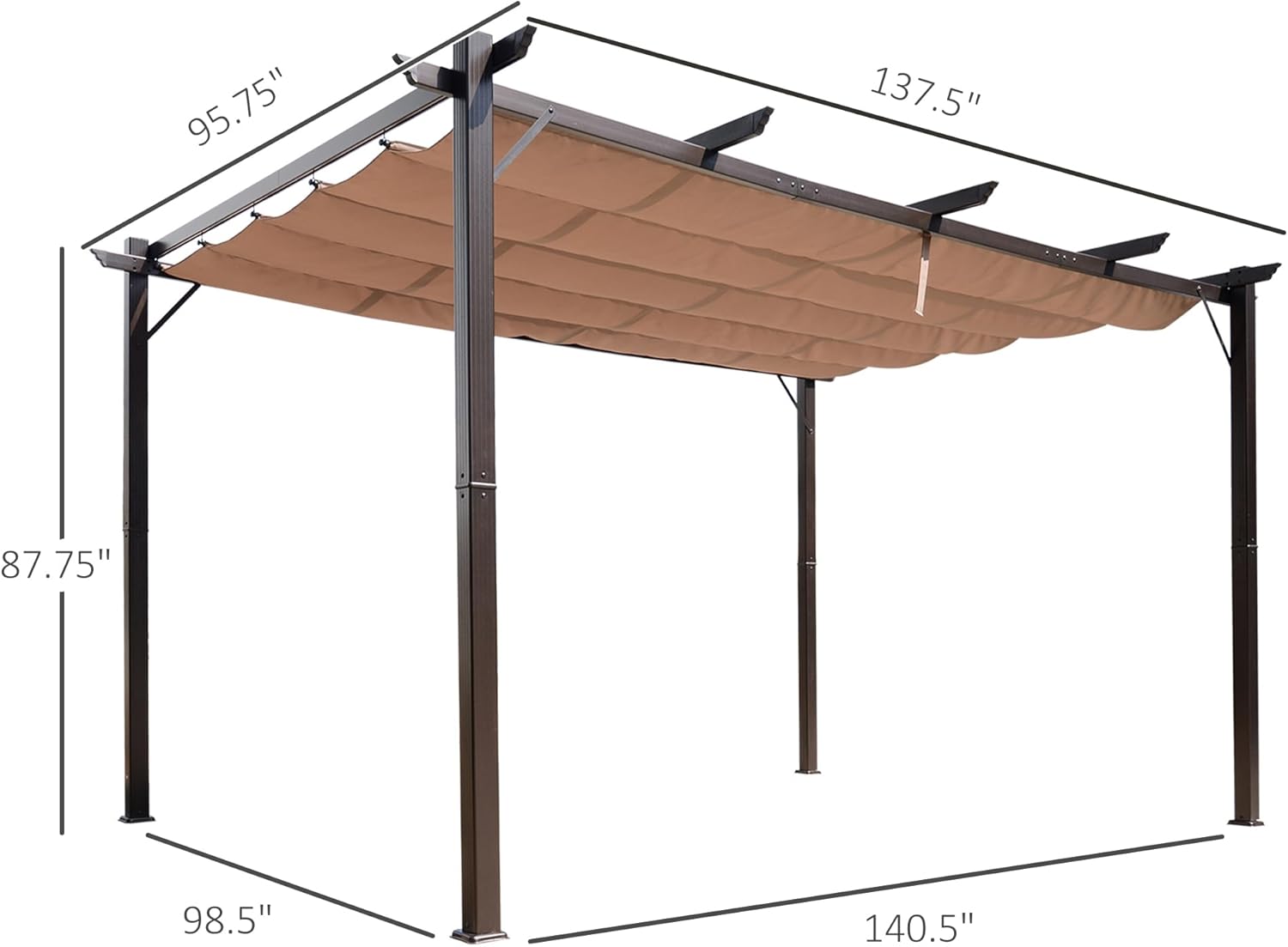 10' x 13' Aluminum Patio Pergola with Retractable Pergola Canopy, Backyard Shade Shelter for Porch, Outdoor Party