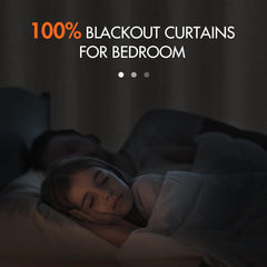 100% Blackout Curtains Linen Curtains & Drapes 2 Panels Set for Bedroom Back Tab Living Room Darkening