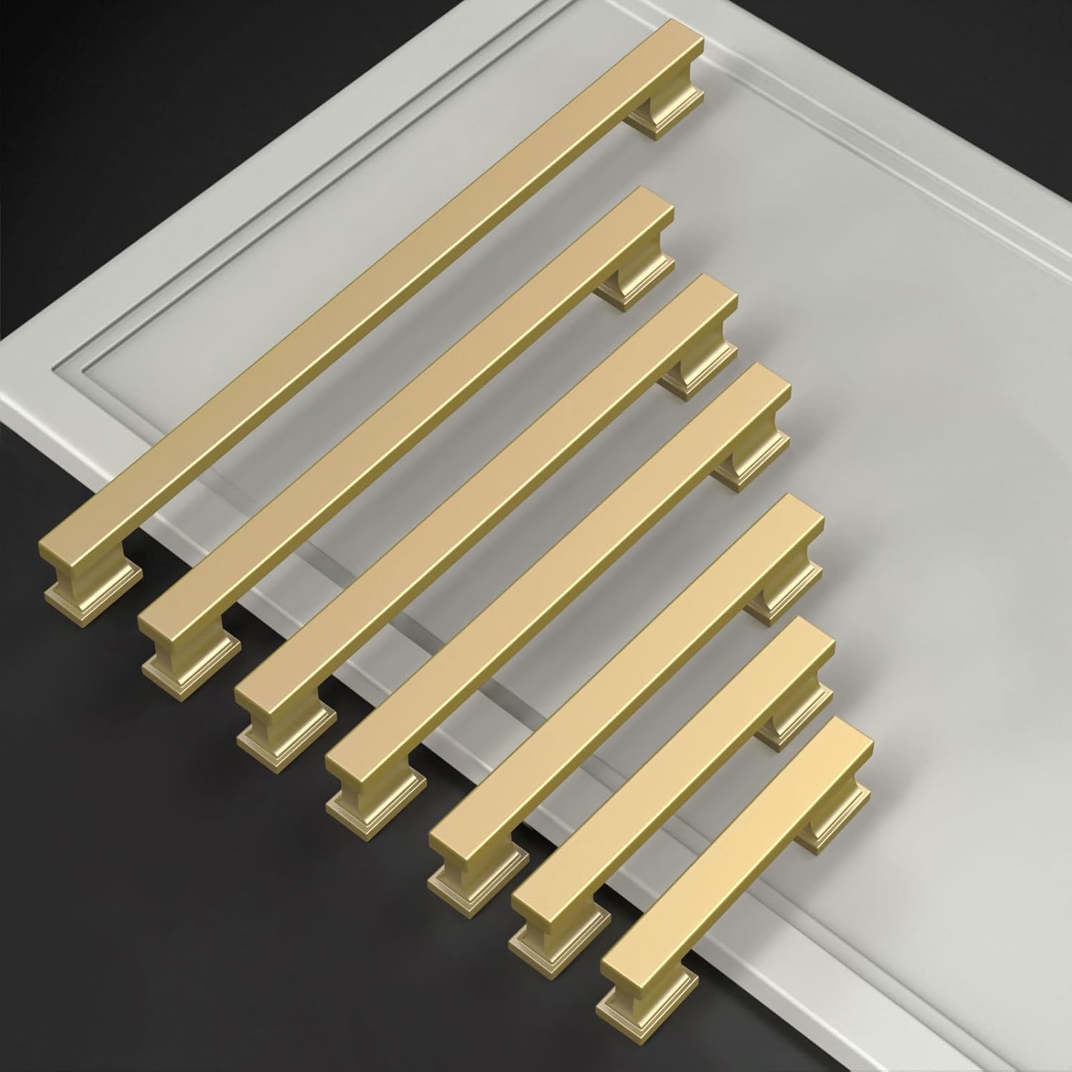 10 Pack Brushed Gold Cabinet Knobs 1.46 Inch(37mm) Single Hole Cabinet Handles Rectangle Dresser Knobs Drawer Knob