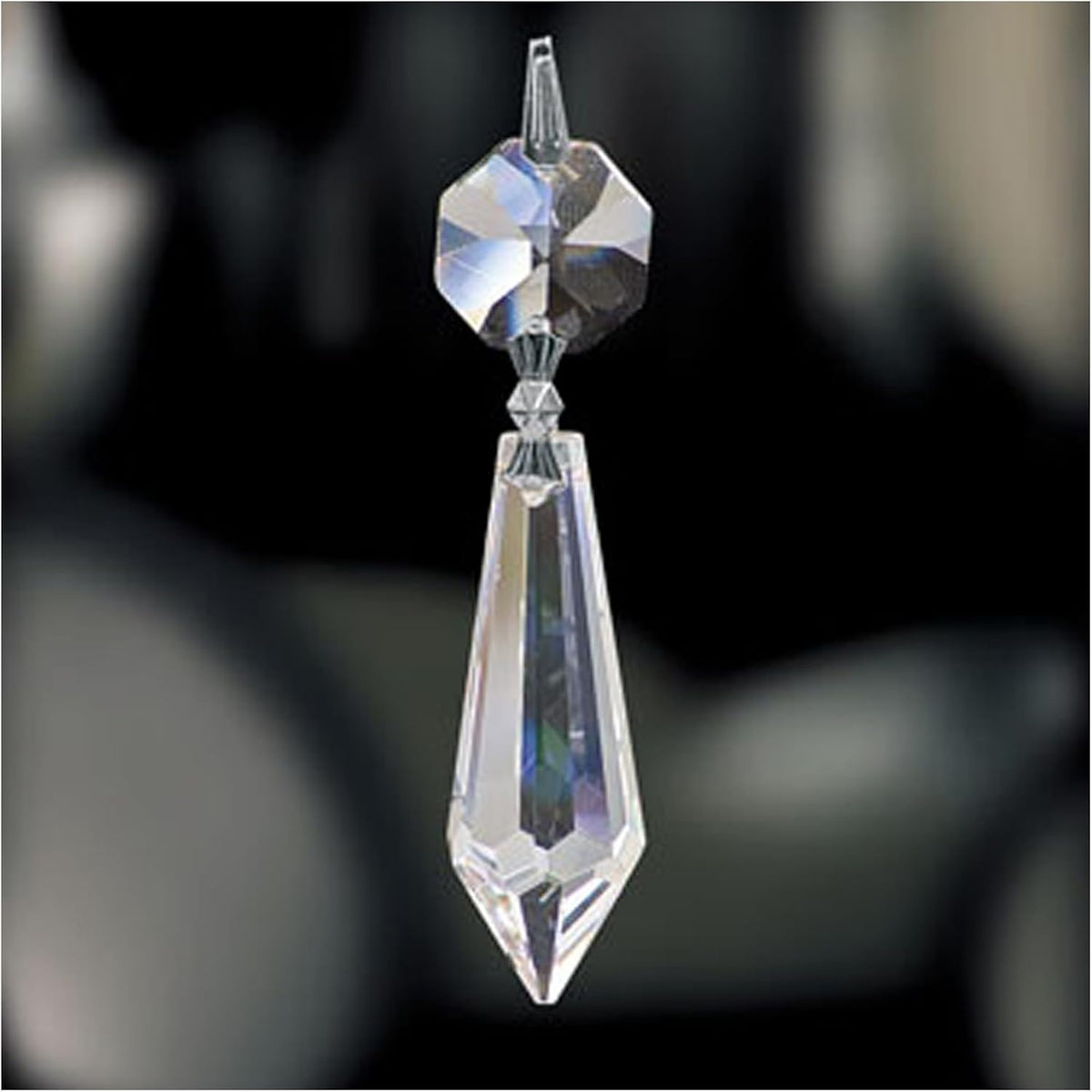 1 Piece - Clear 4-Inch, 5 Side Holes Asfour 30% Lead Crystal Bobeches for Chandelier with 5 U-Drops 38mm Silver Bowtie
