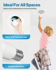 10 Pack BR30 LED Bulbs Indoor Flood Lights 11W Equivalent 90W, 3000K Warm White, 850 Lumens, E26 Base, 25,000