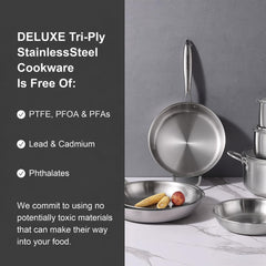 10-Piece Tri-Ply Stainless Steel Cookware Set | Induction-Ready, Glass Lids, Pots and Pans Kitchen Set, Riveted