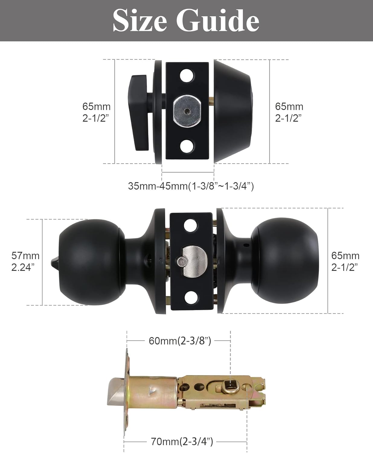 (2 Sets) All Keyed Same Entry Knobs&Single Cylinder Deadbolt Front Doors - Door Knob