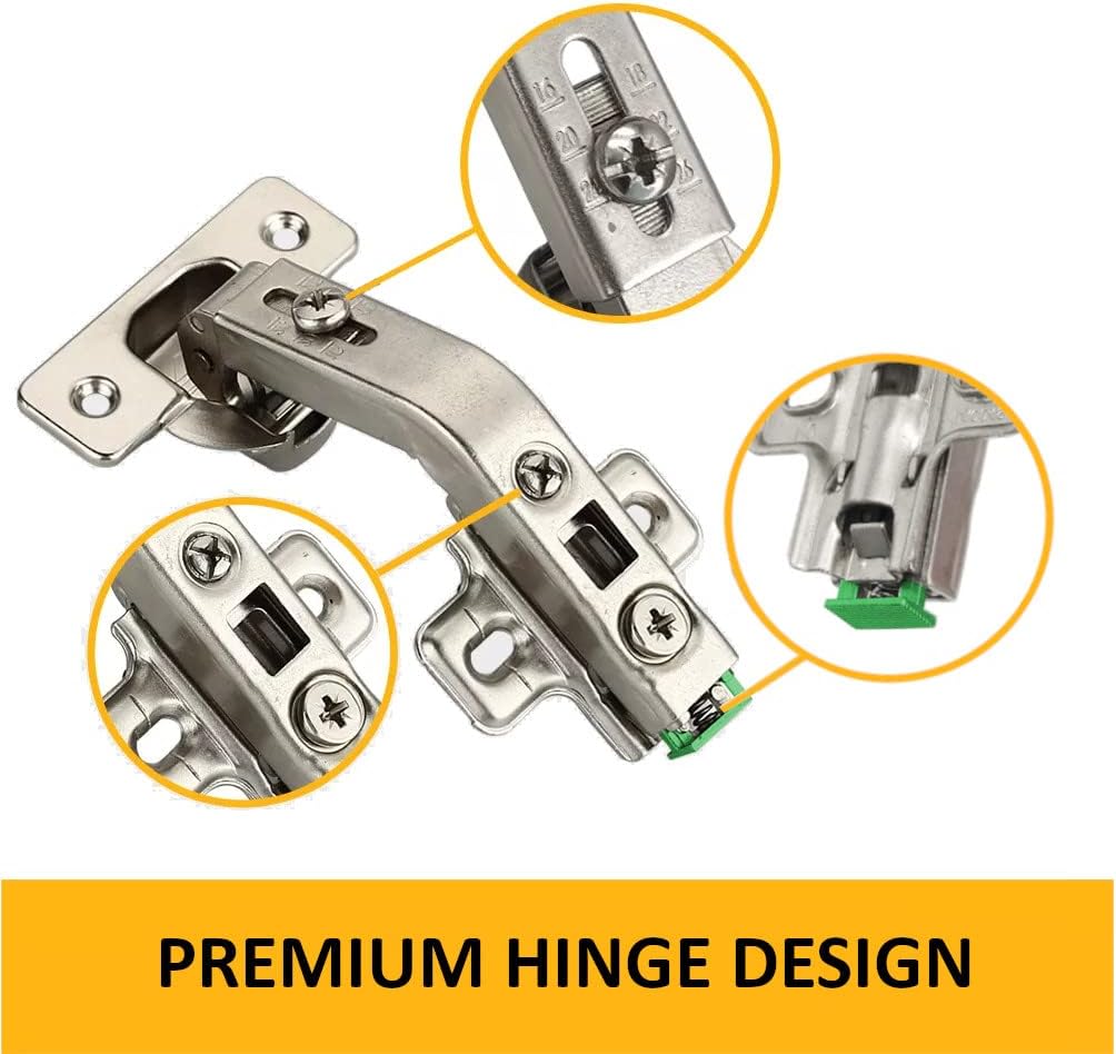 10-Pack Lazy Susan Cabinet Hinges, Full Overlay Concealed European Style for Outer Corner Door, 3D Adjustable Clip-On
