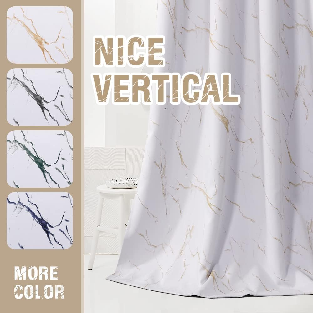 100% Blackout Curtains 2 Panels Set Marble Designs Printed Drapes Thermal Curtains for Bedroom