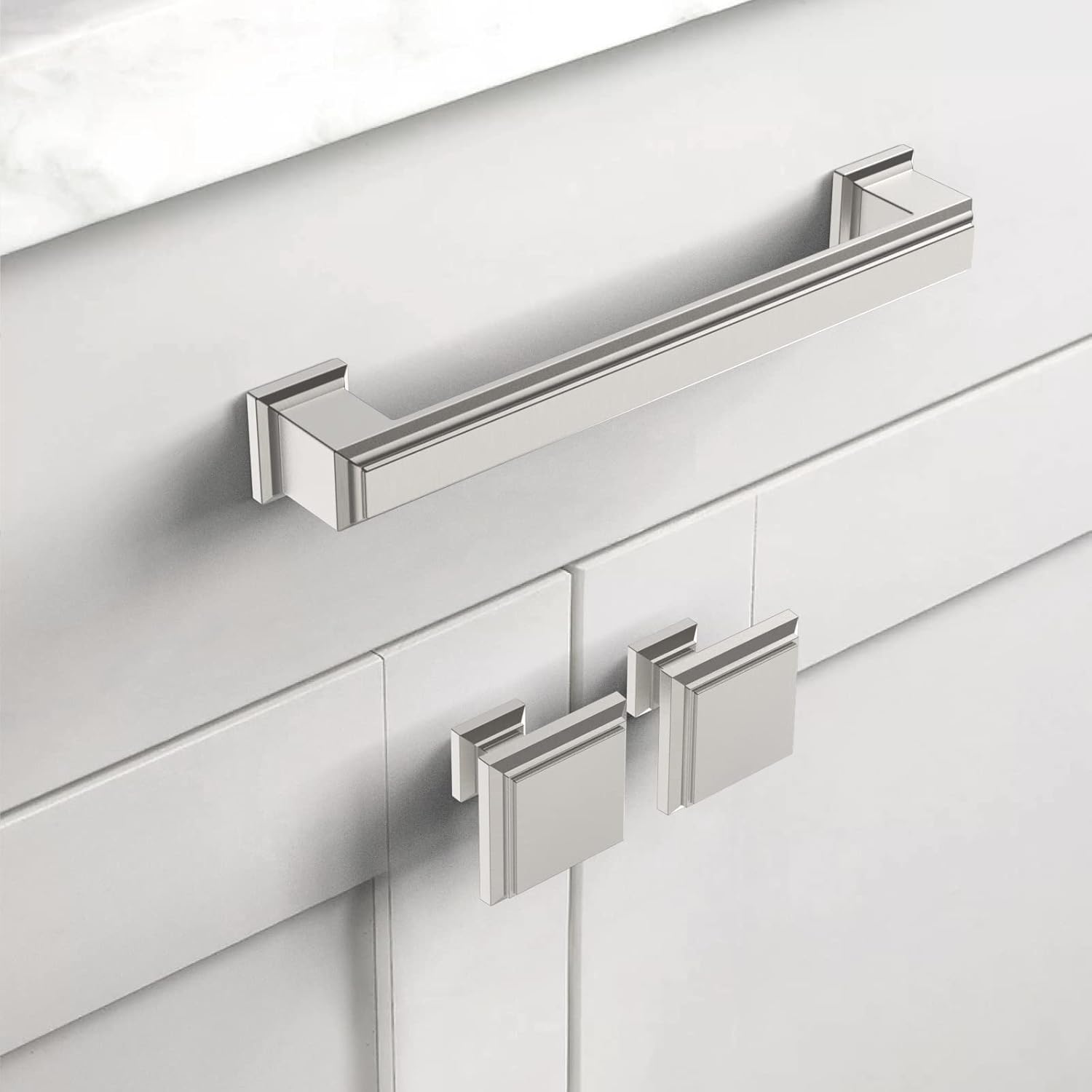 10 Pack Brushed Satin Nickel Kitchen Cabinet Knobs Square Dresser Knobs Drawer Knobs Cabinet Hardware Zinc Knobs Drawers
