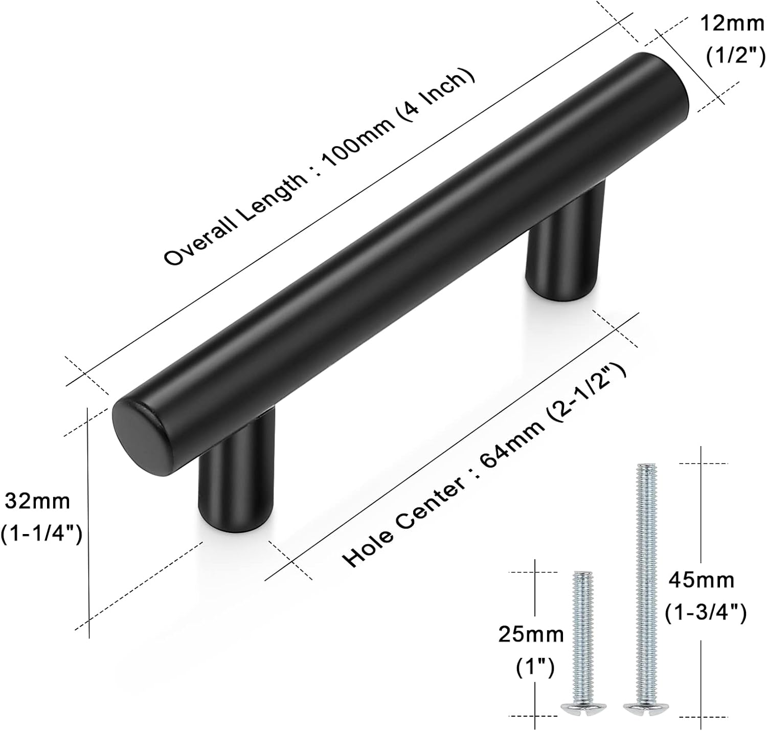 (5 Pack 2-1/2 inch Center-to-Center Black Bar Cabinet Pulls, 2 1/2 inch Drawer Pulls, Modern Cabinet Hardware Kitchen