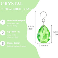 10 Pcs Green Crystal Bauhinia Suncatcher Prisms Chandelier Window Decor - Green Crystal Bauhinia Prisms Suncatcher