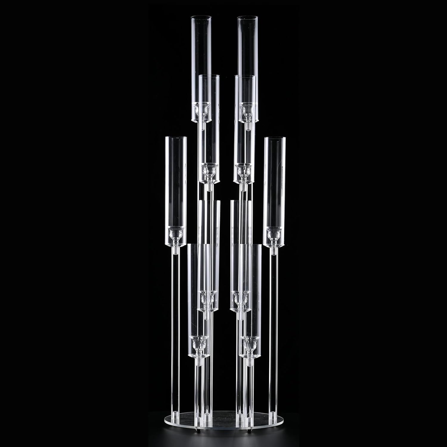 10 Arm Acrylic Candelabra Centerpieces, Floor Clear Tall Candlesticks Holder with Removable Lampshade, Fit 0.82" LED