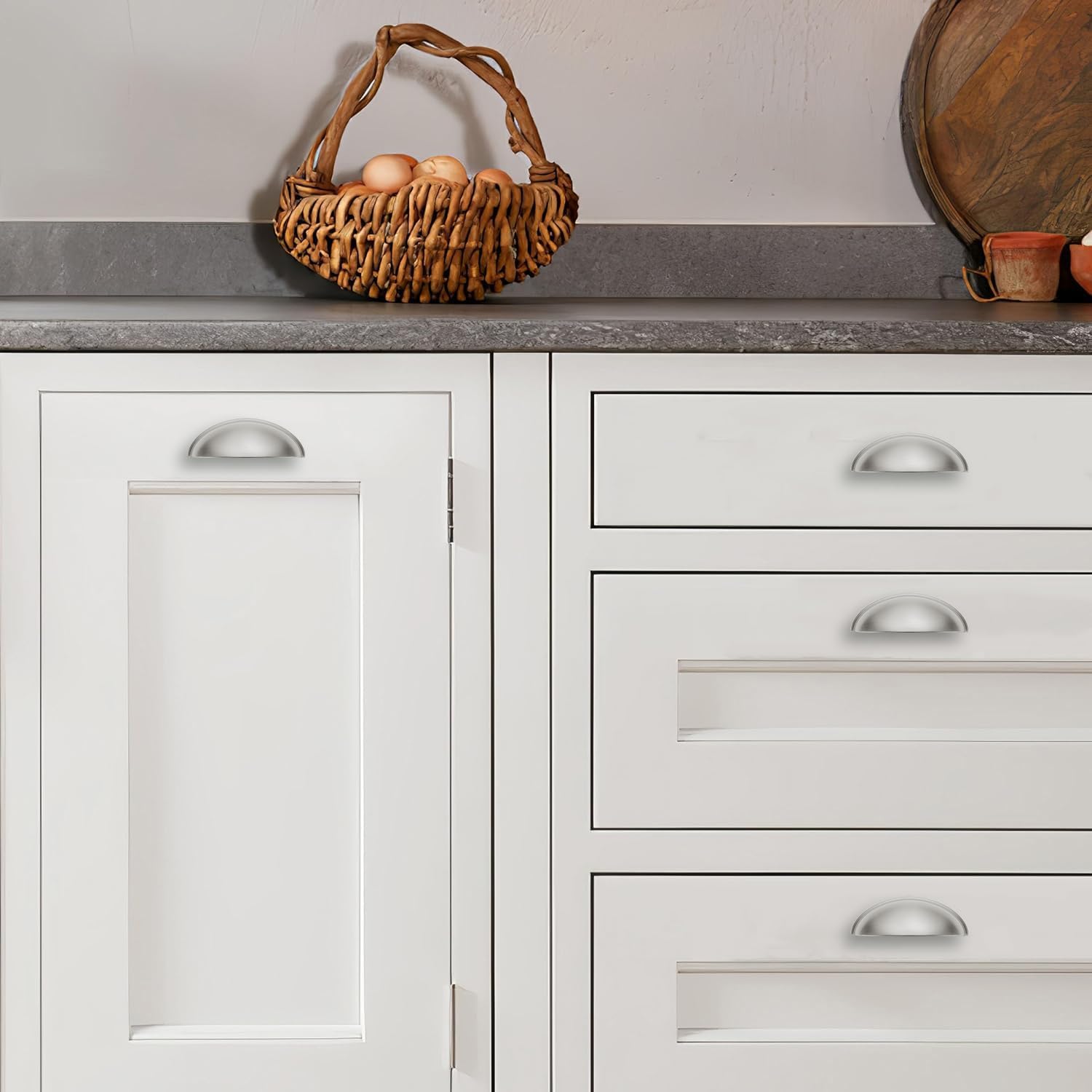 10 Pack 4" Drawer Pulls Brushed Satin Nickel Cabinet Cup Pulls Kitchen Hardware Cabinet Handles Drawer Handles Knobs 4