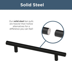 (10-Pack) - Matte Black Cabinet Handles, 5-1/16 Inch Hole Center, Modern Pulls for Drawers, Kitchen Cabinet Door