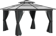 10' x 10' Hardtop Gazebo Canopy with Polycarbonate Roof, Aluminum Frame