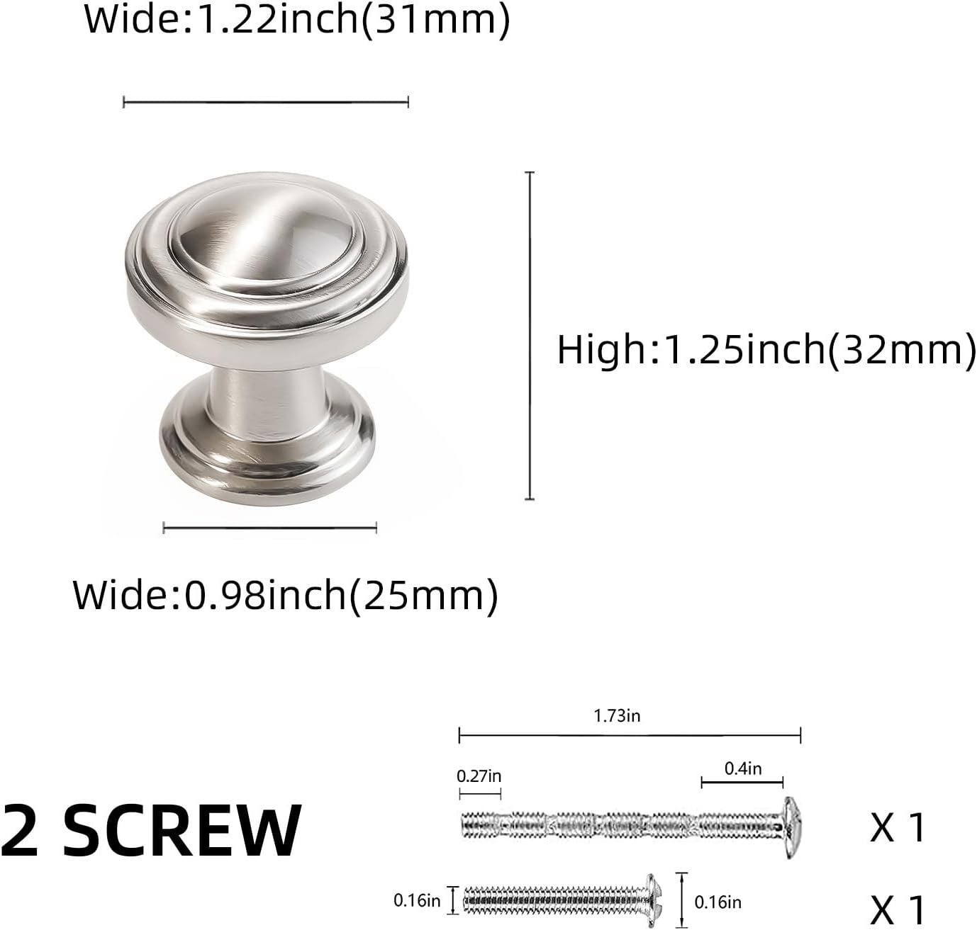 10 Pack Brushed Satin Nickel Kitchen Cabinet Knobs Solid Drawer Knobs Kitchen Cabinet Hardware Zinc Alloy Handles