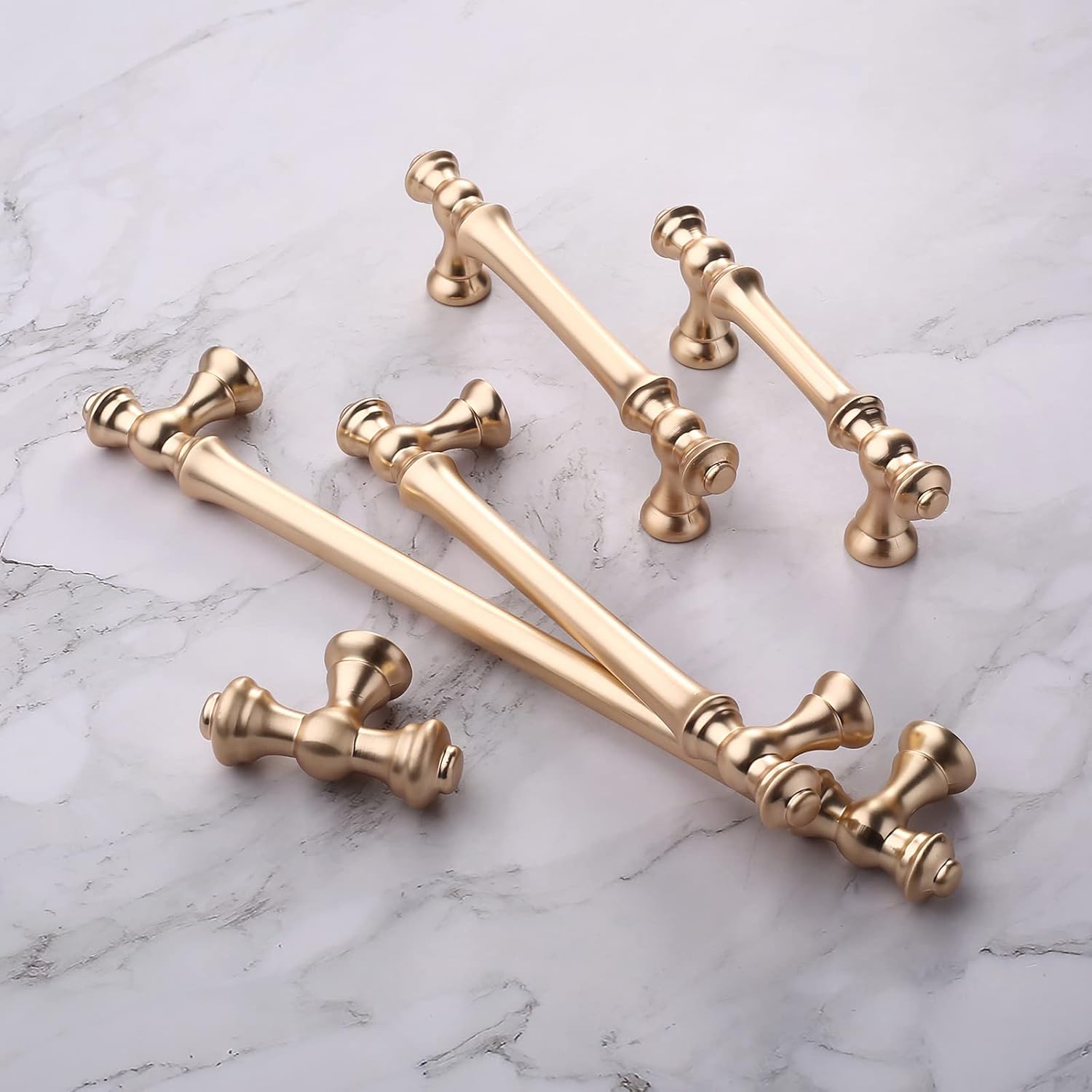 10 Pack 3 Inch(76mm) Brushed Brass Kitchen Cabinet Handles, Gold Cabinet Pulls Kitchen Cabinet Hardware Drawer Pulls