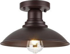 10.5" Oil Rubbed Bronze Semi Flush Mount Ceiling Light, Rust-Resistant Powder Coated Metal Barn Fixture for Kitchen
