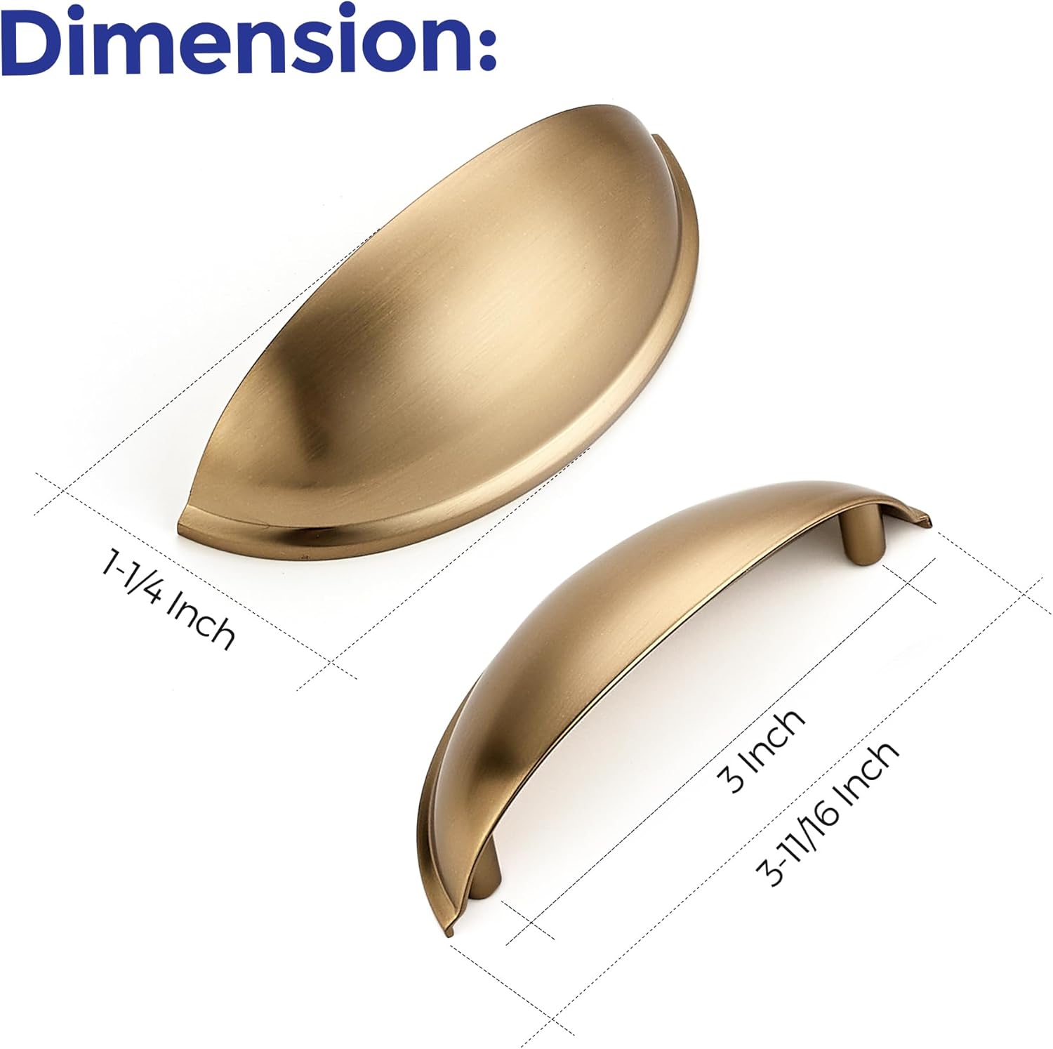 10 Pack 3" Drawer Pulls Champagne Bronze Cabinet Cup Pulls Kitchen Hardware Cabinet Handles Drawer Handles Knobs 3 inch