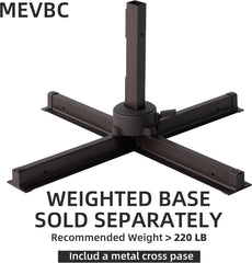 10 X 13 FT Cantilever Outdoor Patio Umbrella with LED Lights Large Heavy Duty 360° Rotation Double Top Offset