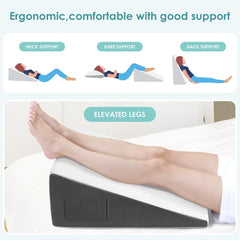 10-inch Bed Wedge Pillow for Sleeping Back Support Pain Relief | Cooling Memory Foam Incline Wedge for Sleeping After