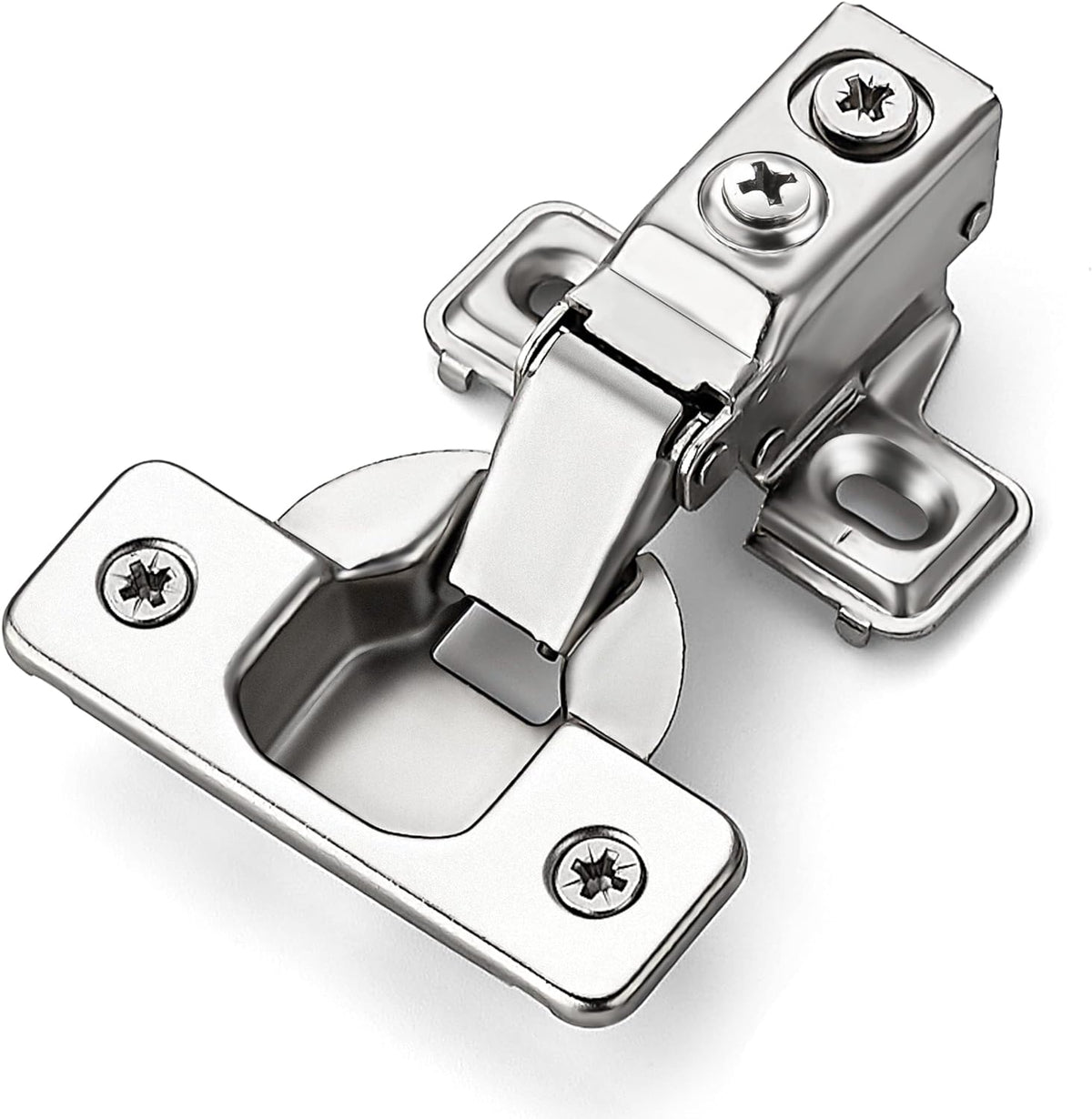 10 Pack 5 Pairs Short Arm Kitchen Cabinet Hinges for 1/2 Inch Overlay Cabinet, Brushed Nickel 105 Degree Opening Angle