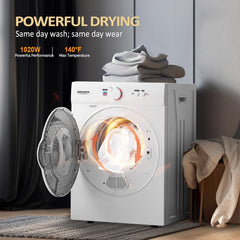 1.8 Cu.Ft Portable Clothes Dryer, Front Load Dryer Machine, Compact Laundry Dryer with Stainless Steel Tub for Apartment, Home, Dorm (Classic Knob Control)