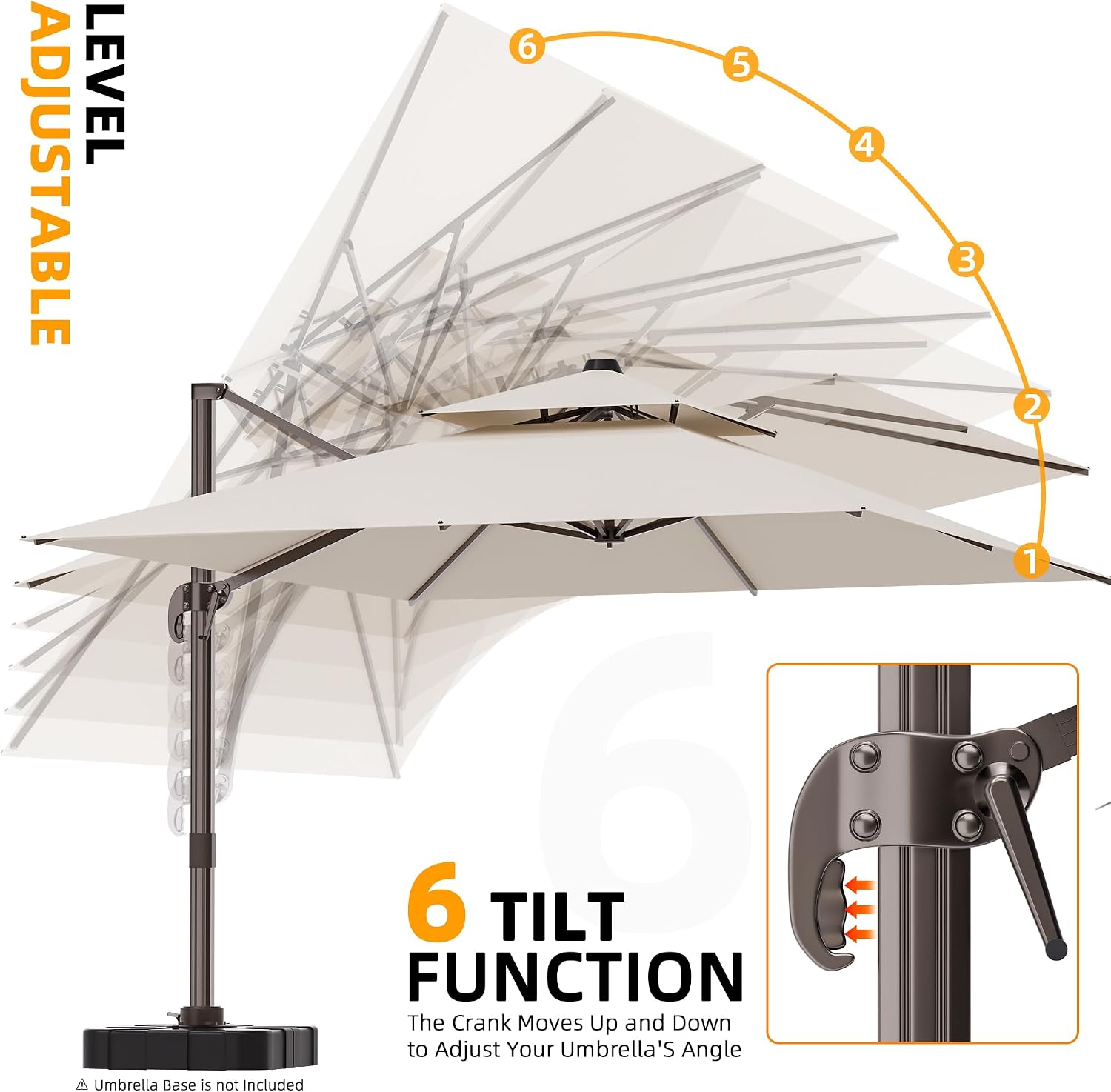 10' X 13' Outdoor Patio Umbrella Large Rectangle Cantilever Umbrella Heavy Duty 360°Rotation Offset Umbrella Pool