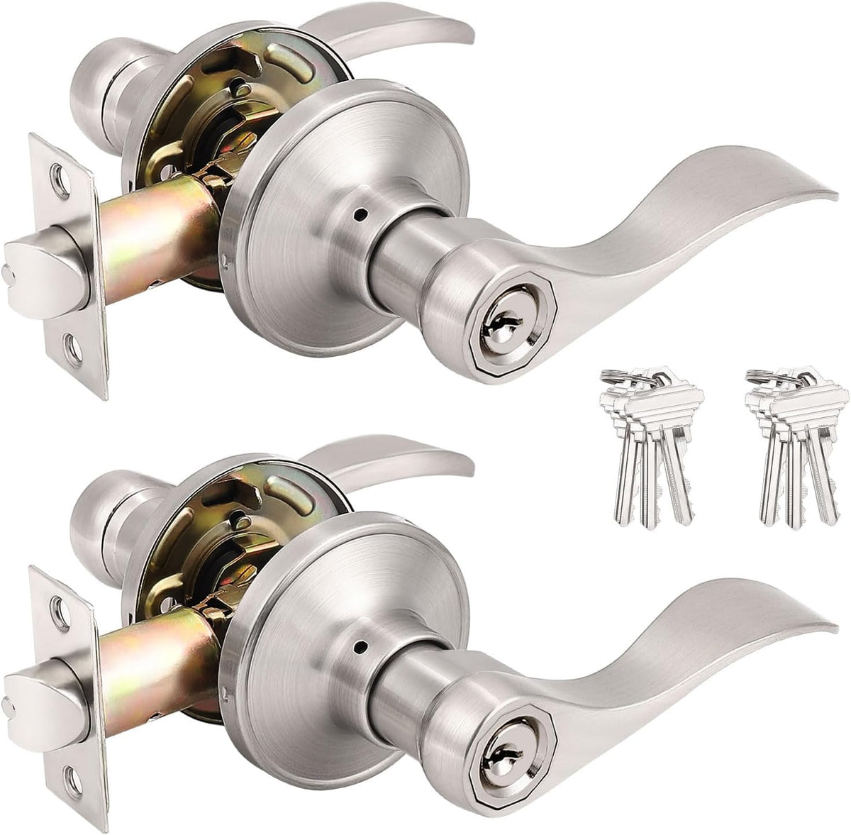 (2 Pack Wave Style Keyed Alike Entry Levers - Door Lever