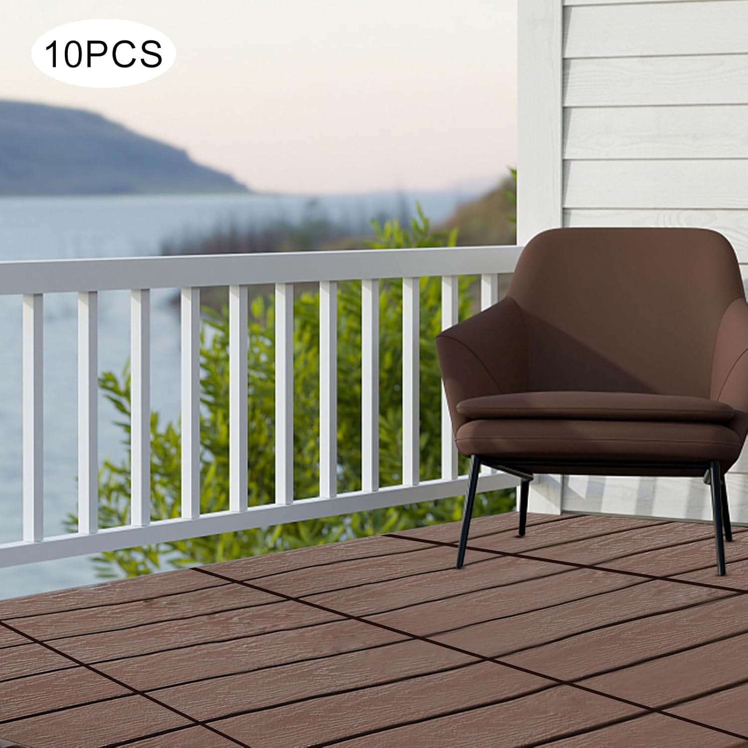 10 sq. ft Plastic Interlocking Deck Tiles, 12"x12" Waterproof Outdoor Floor Decking Tiles for Patio Balcony All Weather