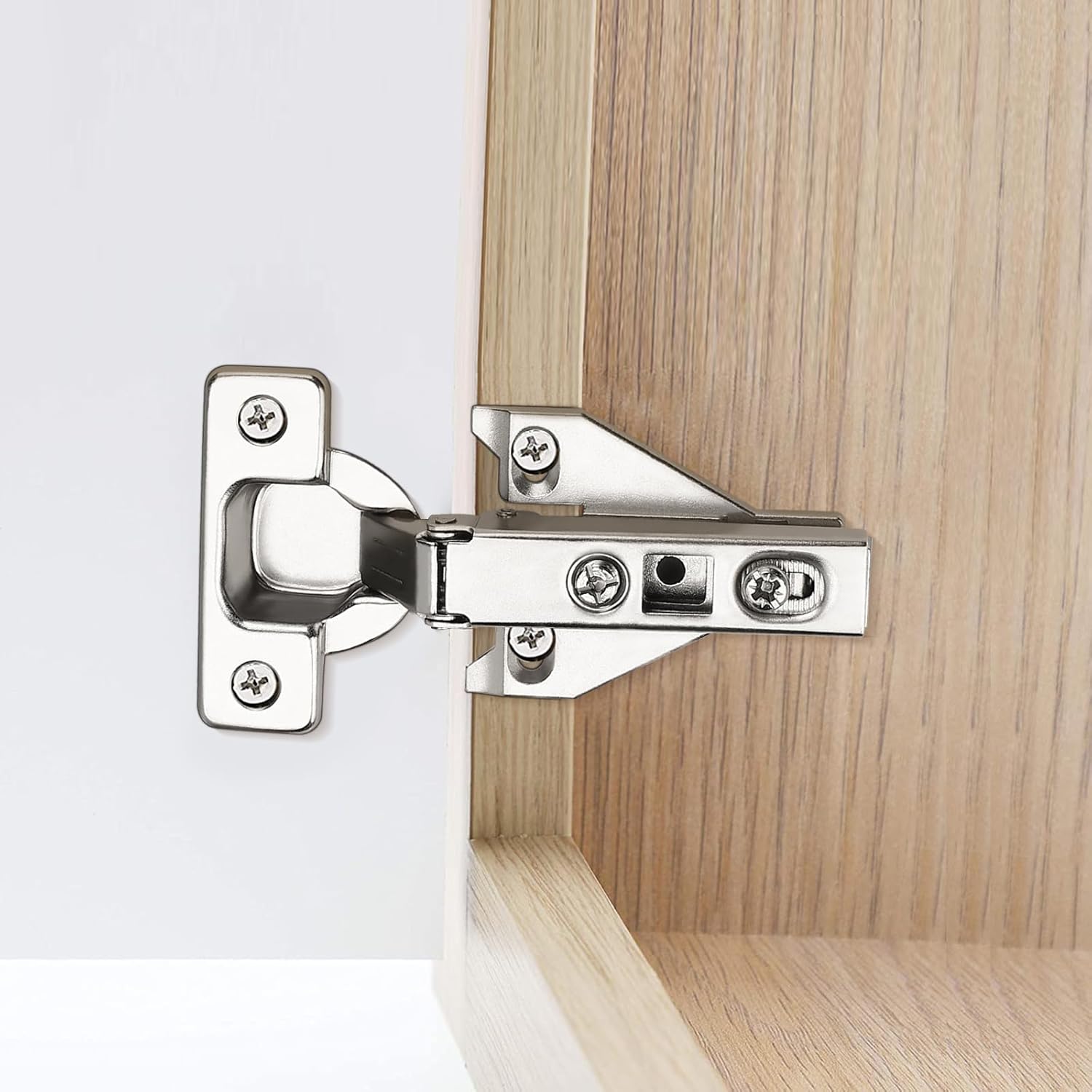 1 Pair（2 Pack） Kitchen Cabinet Hinges for Face Frame Cabinet, Concealed Cabinet Hinges Brushed Nickel with Mounting