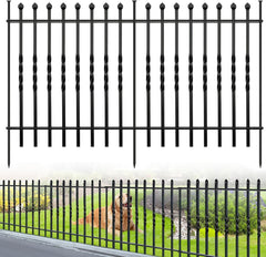 10 Panels Decorative Garden Fence, 32in(H)×24Ft(L) Heavy Duty Twist Outdoor Dog Fence Rustproof Metal Square Tube No