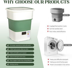 1.8 Cu.Ft Compact Portable Washer - Foldable Washing Machine with Spin Dryer, 150W Timer for RV, Apartment, Camping