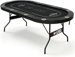 10 Player Poker Table Foldable, 84" Folding Blackjack Texas Holdem Table, Portable Casino Leisure Card Board Game