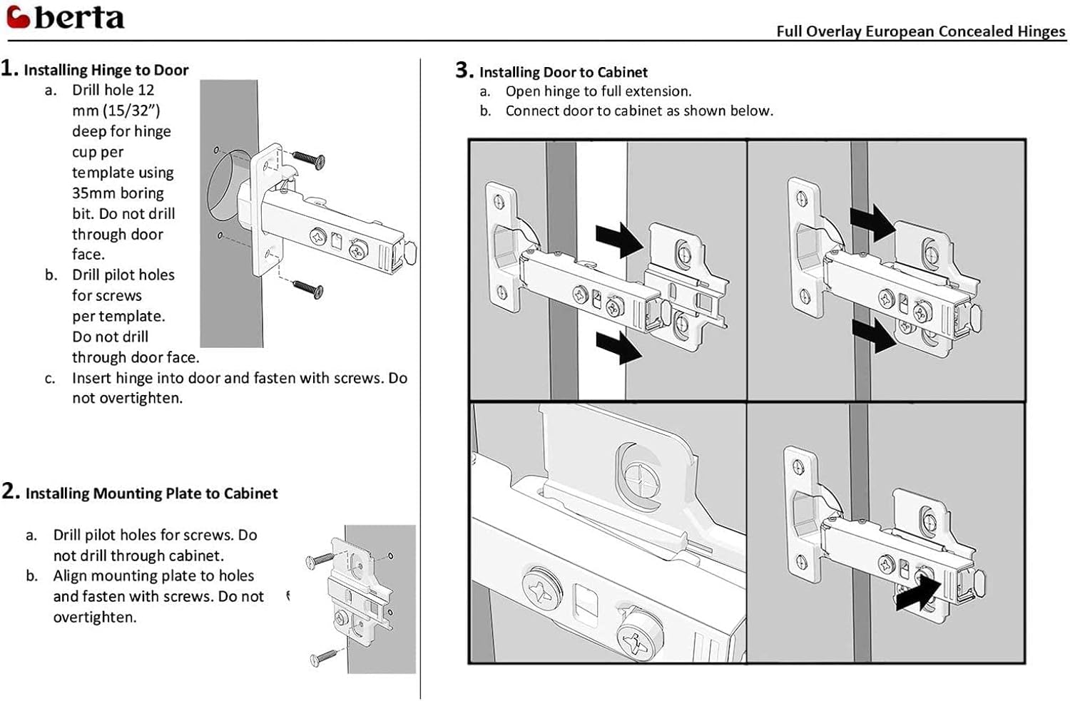 10-Pack Full Overlay Frameless Soft-Close European Hinges, 110° 3D Adjustable, Clip-On Concealed Kitchen Cabinet Door