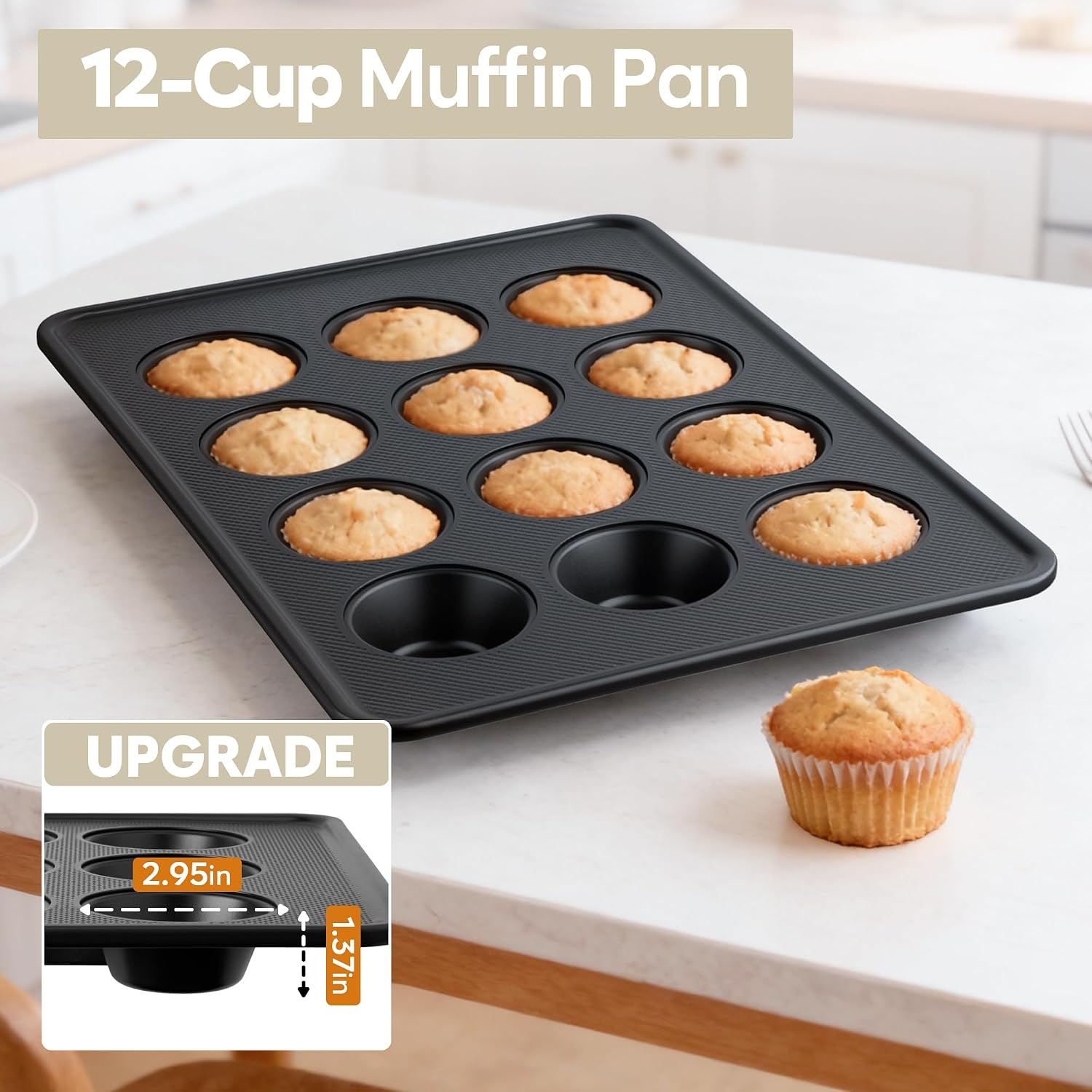 10-Piece Nonstick Bakeware Set, 0.8MM Thick Carbon Steel Pan Set for Oven with Cookie Sheet, Muffin Pan, Pizza Pan