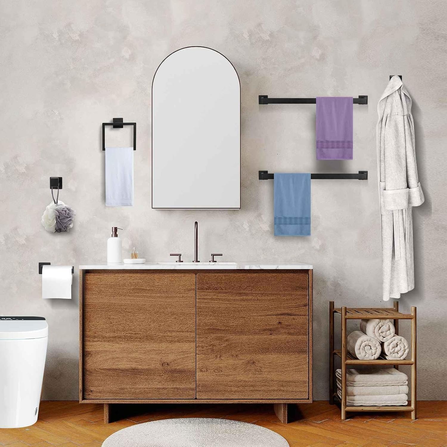10-Piece Matte Black Bathroom Hardware Accessories Set Black Towel Bar Set Towel Holder Set Stainless Steel