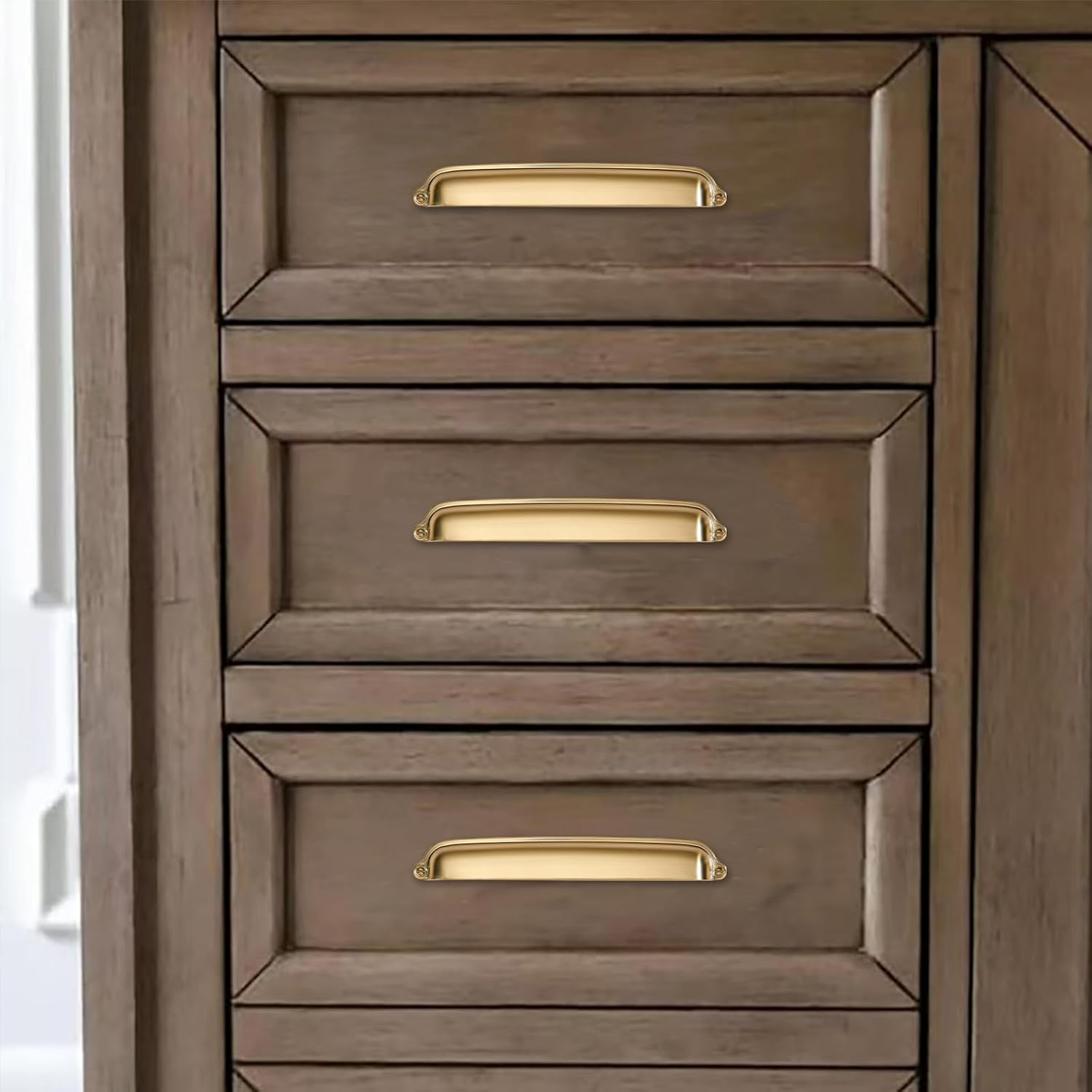 10 Pack Champagne Bronze Cup Pulls 3 Inch Center to Center - Cabinet & Drawer Handles Hardware