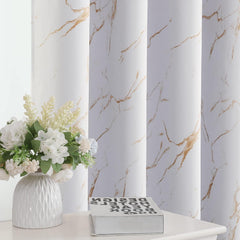 100% Blackout Curtains 2 Panels Set Marble Designs Printed Drapes Thermal Curtains for Bedroom
