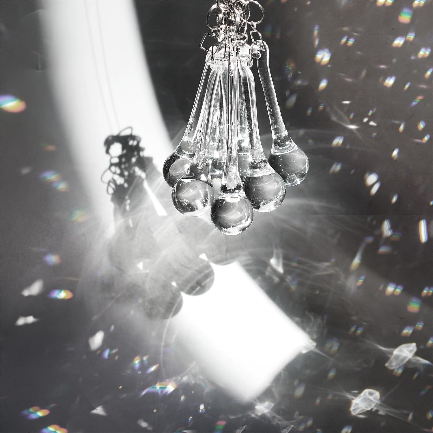 10 Pcs Crystal Teardrop Prism Suncatcher Christmas Tree Hanging Decor - Clear Crystal Teardrop Prism Suncatcher