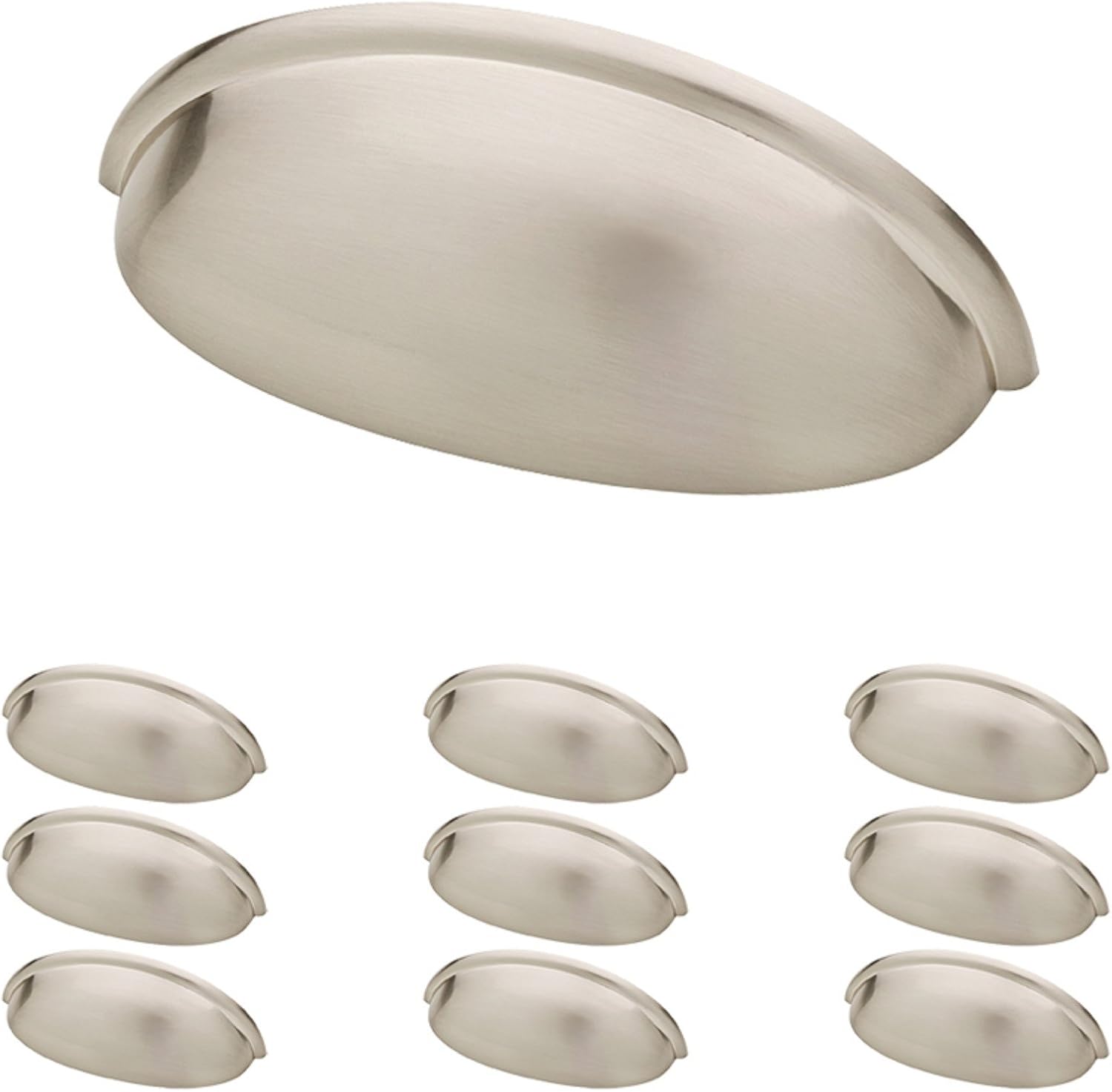 10 Pack Brushed Nickel Cabinet Handles 3 inch (76mm) Kitchen Cabinet Handles and Drawer Pulls for Cupboards and Dressers | Cup Pull